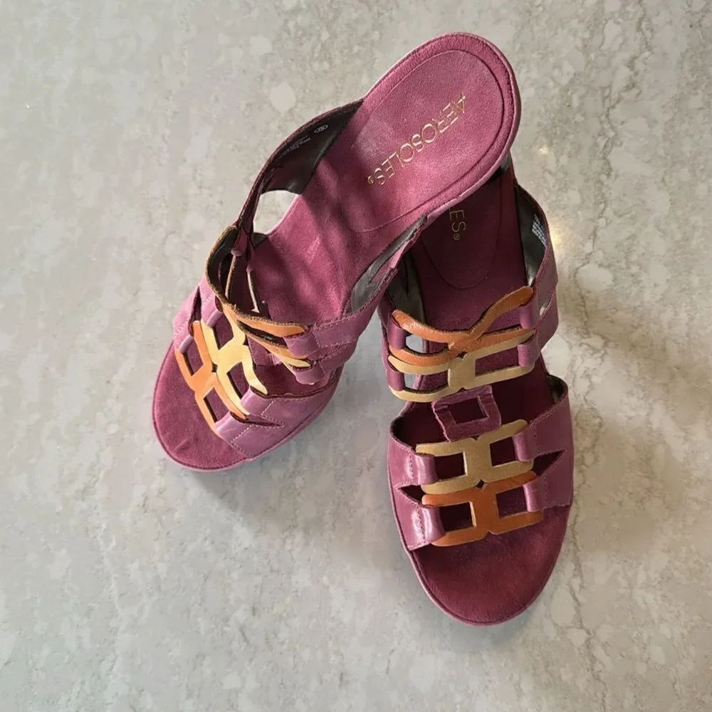 Women's Aerosoles Pink Frothy Open Toe Sandals 10 M